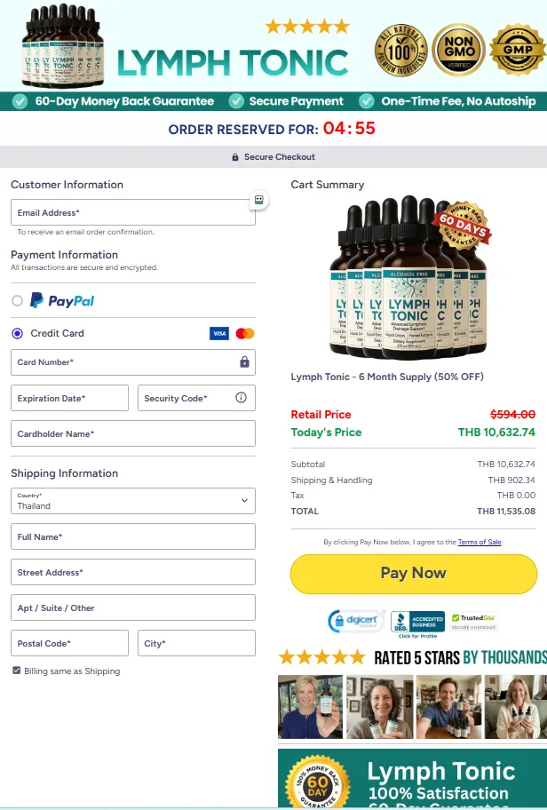 secure lymph tonic checkout with encrypted payment protection